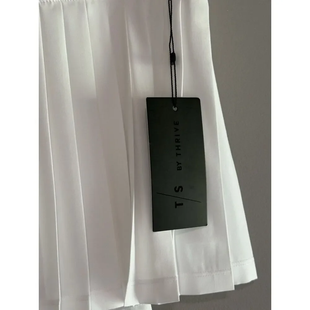 Pleated Skort Tennis Skirt Shorts Pickleball White Navy Nautical Preppy Medium